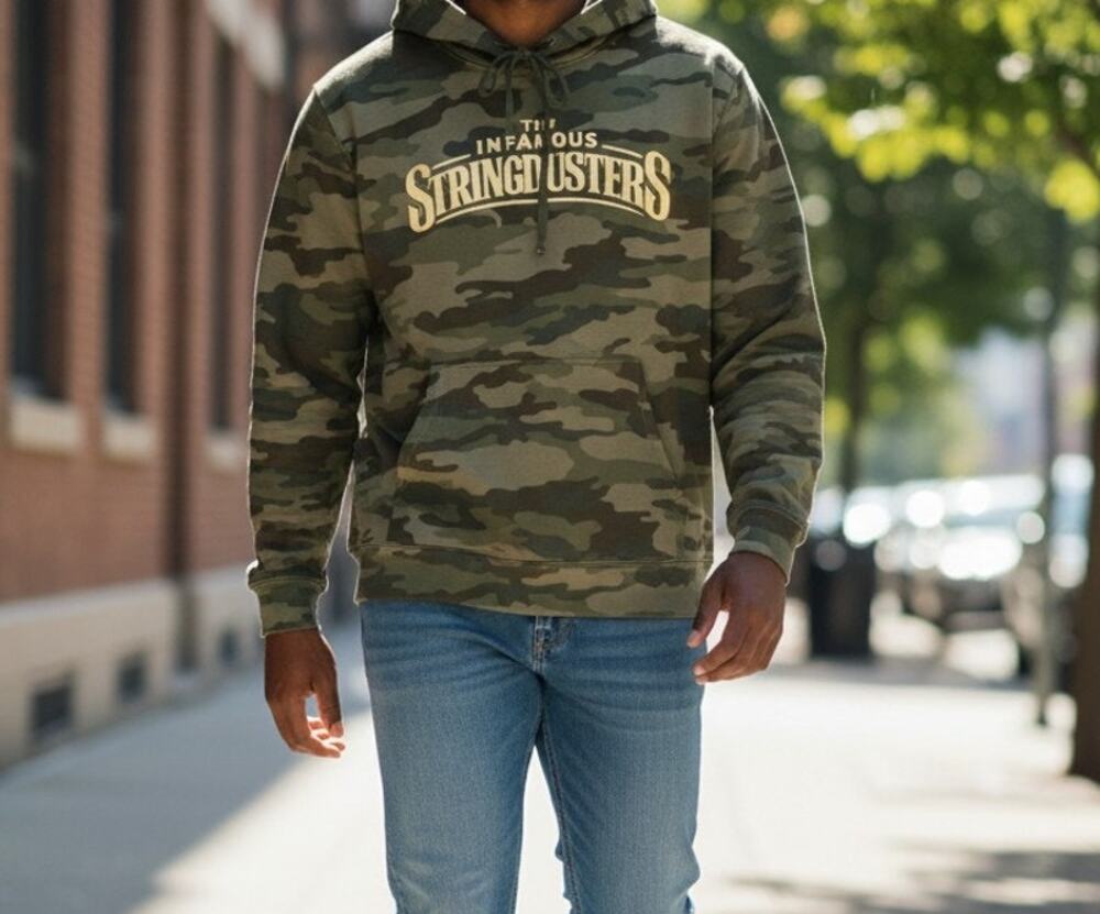 The Infamous Stringdusters Camo Hoodie Mens Large by Independent Trading Company